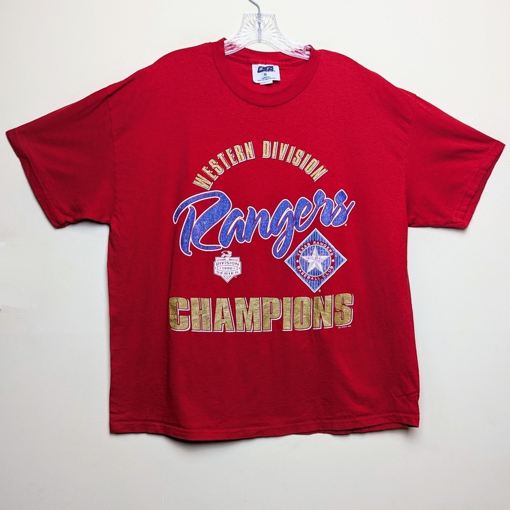 VTG Texas Rangers 1996 Western Division Champions Nutmeg Mills CSA MLB Shirt XL